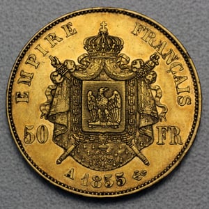 Goldmünze 50 Francs "Napoleon III." ohne Kranz (Frankreich) - Miniaturansicht 2