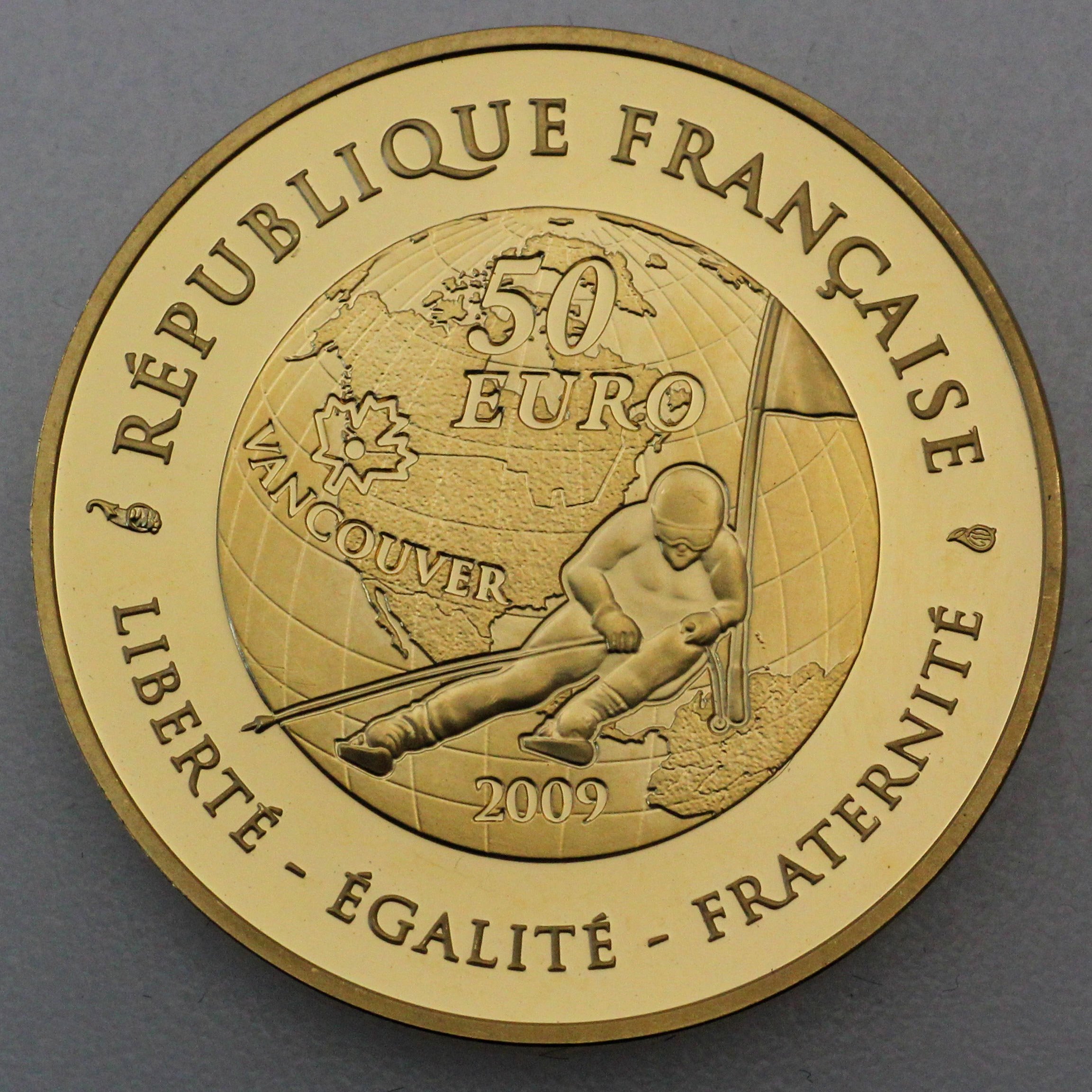 Goldmünze 50 Euro "Vancouver Ski" 2009 (Frankreich) - Detailansicht 1