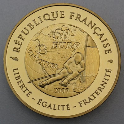 Goldmünze 50 Euro "Vancouver Ski" 2009 (Frankreich) - Miniaturansicht 2