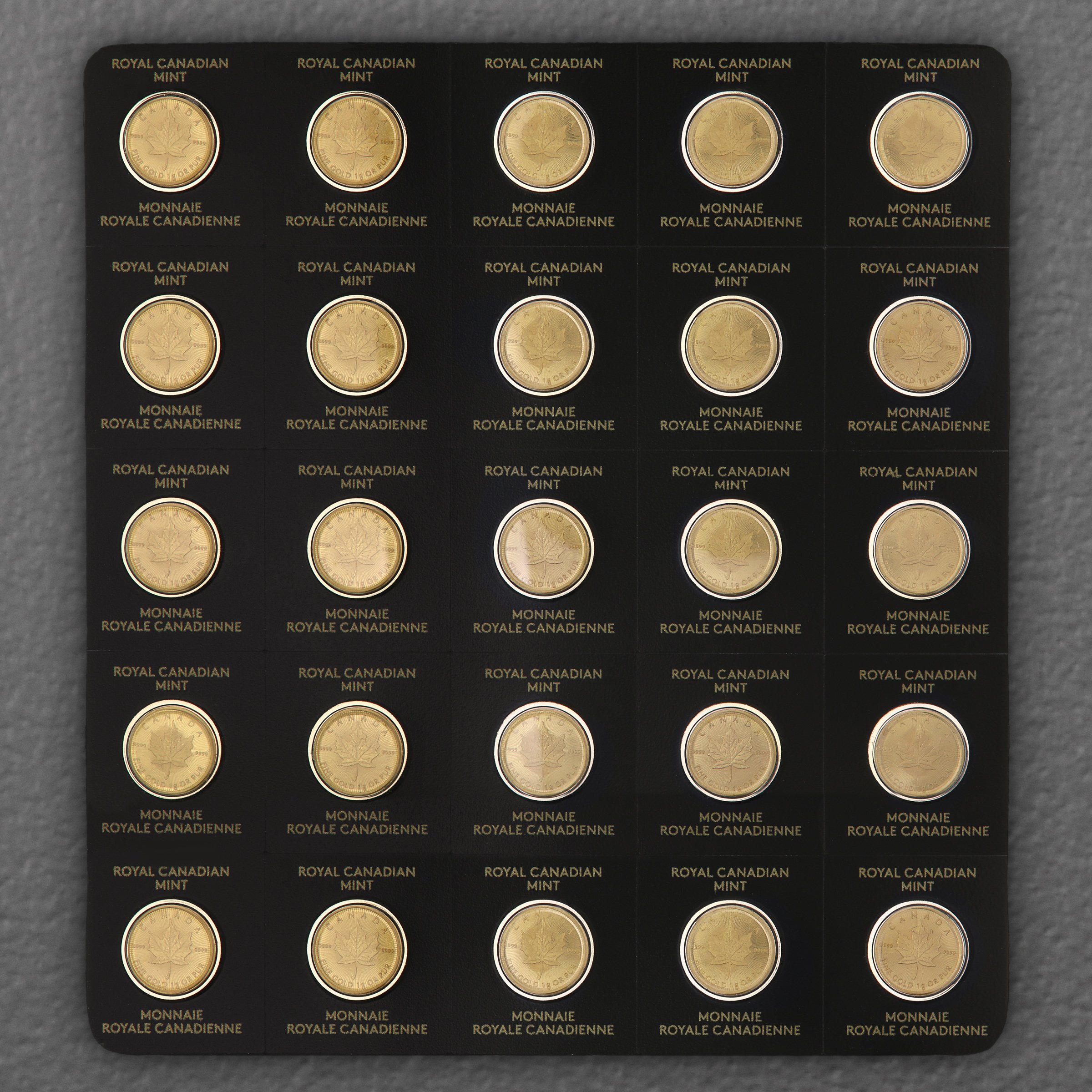 Goldmünzen 25 x 1g "Maple Leaf" aktueller Jahrgang Set 25-teilig Maplegram25™ (Kanada) - Hauptansicht