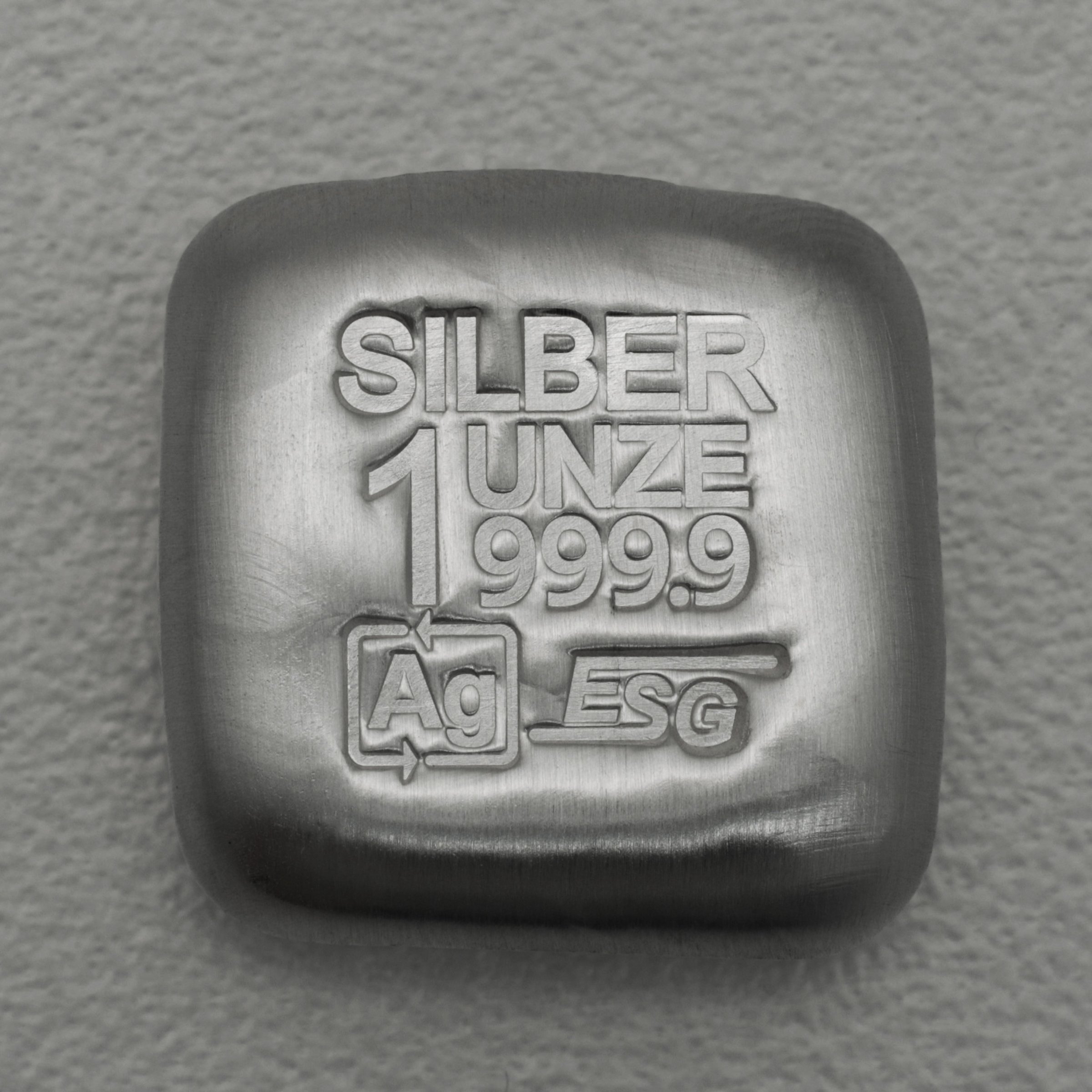 Silberbarren 1oz ESG gegossen quadratisch gravierbar Recyclingsilber - Hauptansicht