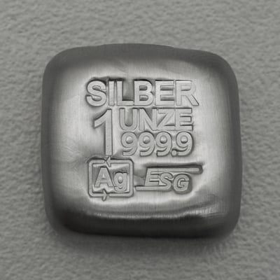Silberbarren 1oz ESG gegossen quadratisch gravierbar Recyclingsilber - Miniaturansicht 1
