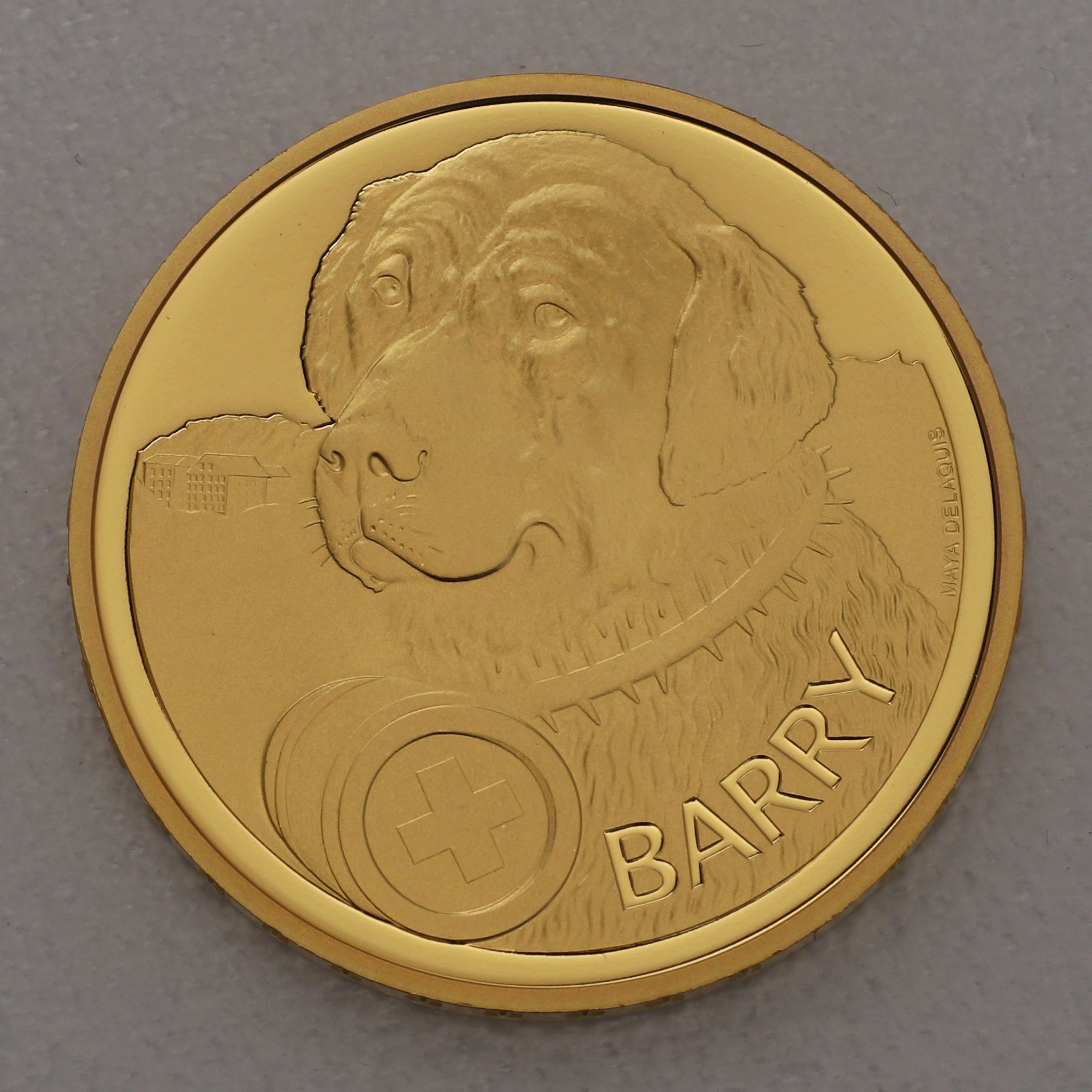 Goldmünze 50 Franken "Barry der Rettungshund" 2017 (Schweiz) - Hauptansicht
