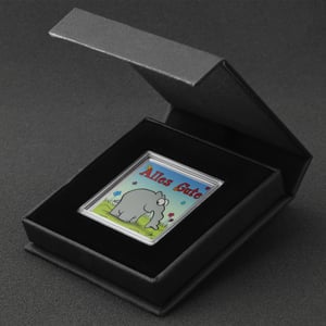 Silberbarren 1oz "Alles Gute" quadratisch (koloriert) Ottifanten - Miniaturansicht 5