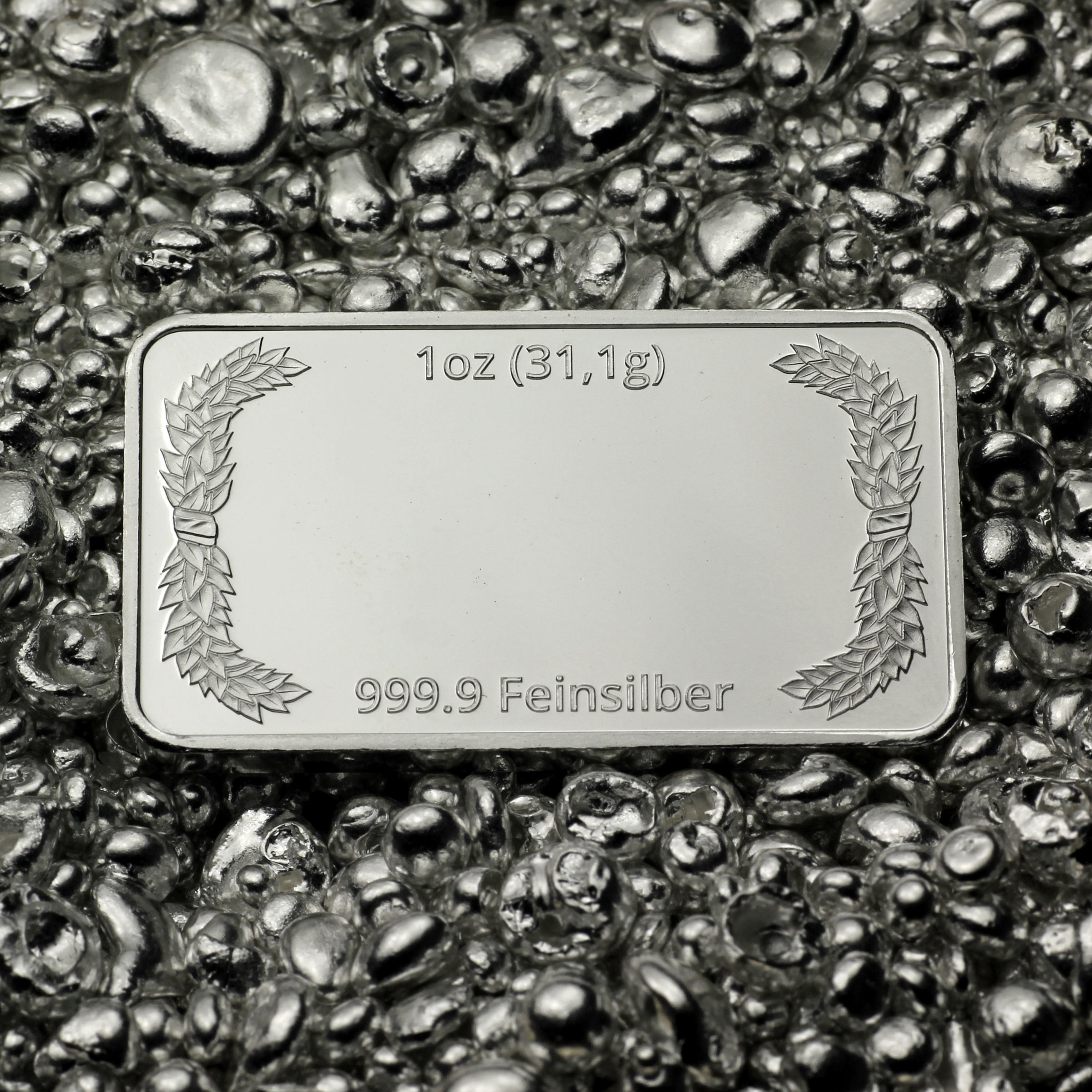 Silberbarren 1oz "Lorbeerkranz" gravierbar Recyclingsilber - Detailansicht 4
