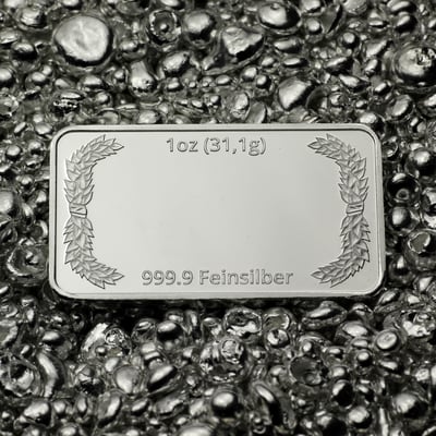 Silberbarren 1oz "Lorbeerkranz" gravierbar Recyclingsilber - Miniaturansicht 5
