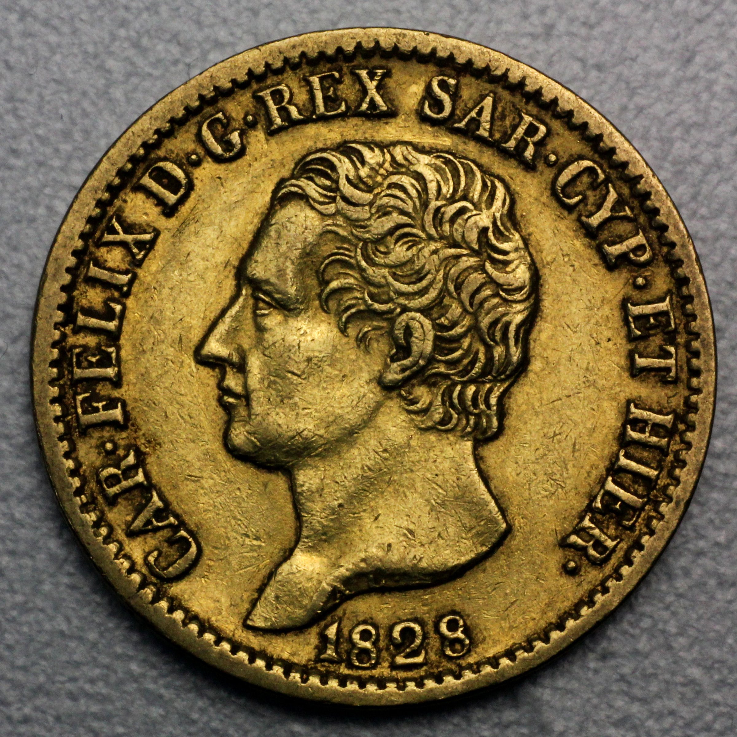Goldmünze 20 Lire "Karl Felix-Sardinien" (Italien) - Detailansicht 2