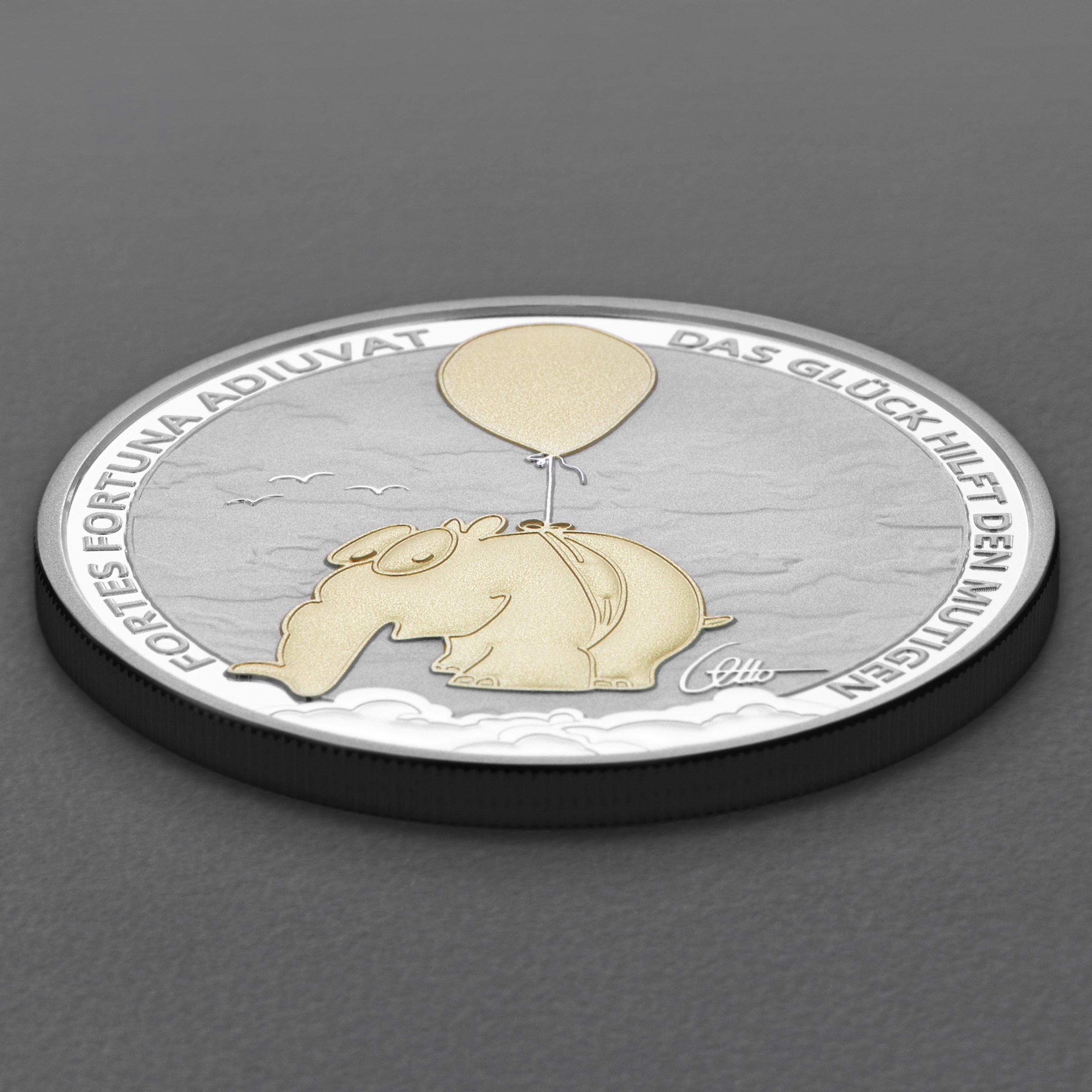 Silbermünze 1oz "Fortes Fortuna Adiuvat" 2026 (vergoldet) Ottifanten – Ballonifant (Tuvalu) - Detailansicht 2