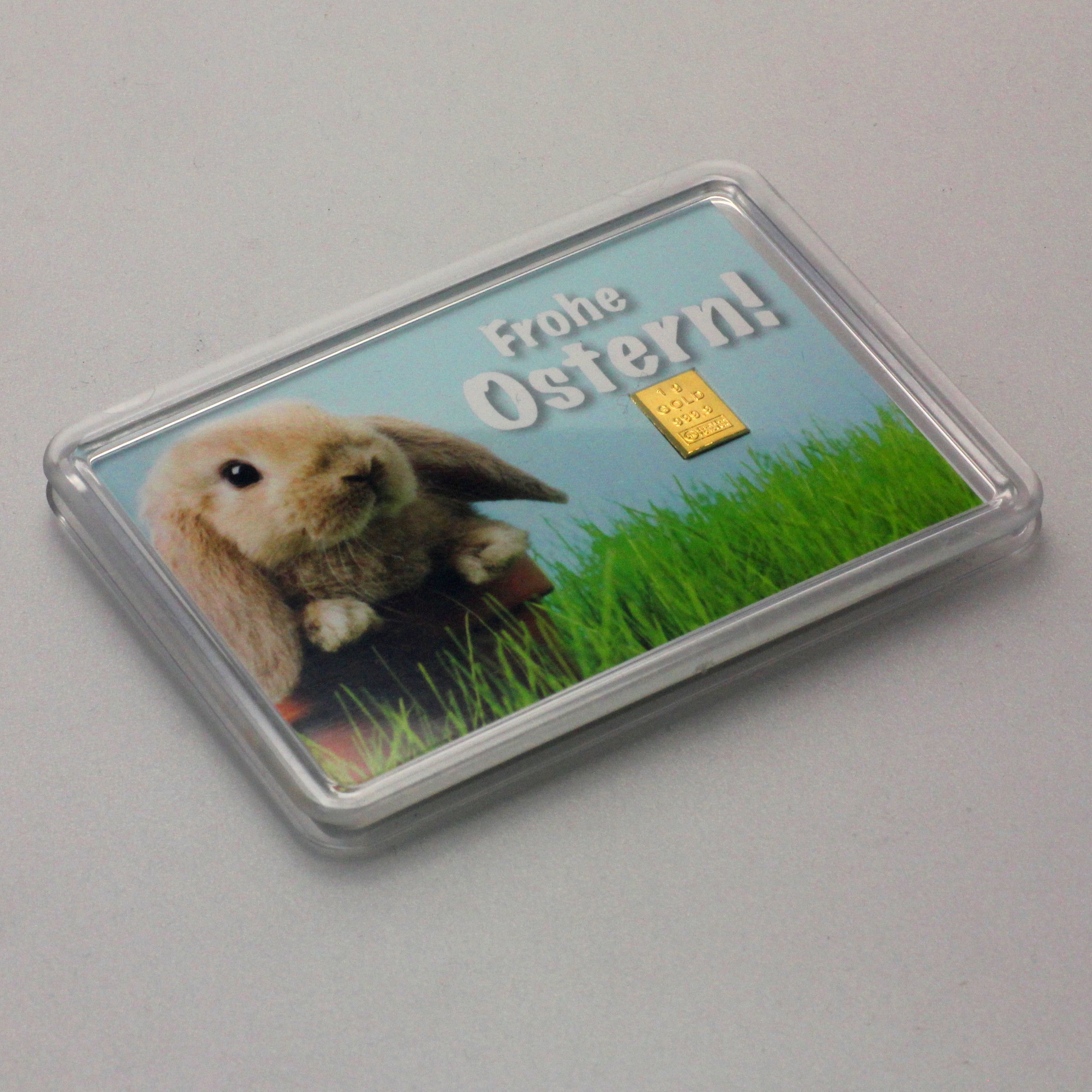Goldbarren 1g "Osterhase/Frohe Ostern" (Motivbox) - Detailansicht 1