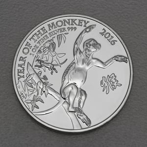 Silbermünze 1oz "Affe" 2016 Lunar – Year of the Monkey (Großbritannien) - Miniaturansicht 1