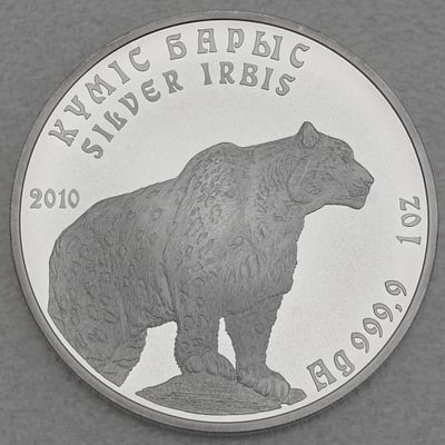 Silbermünze 1oz "Schneeleopard" 2010 (Kasachstan) - Miniaturansicht 1