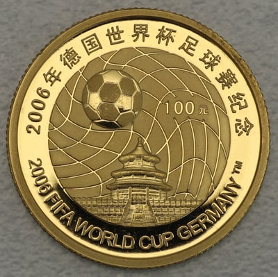 Goldmünze 100 Yuan "FIFA World Cup Germany" 2005 (China) - Miniaturansicht 1