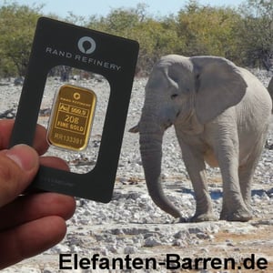 Goldbarren 20g Rand Refinery "Elefanten-Motiv" - Miniaturansicht 7
