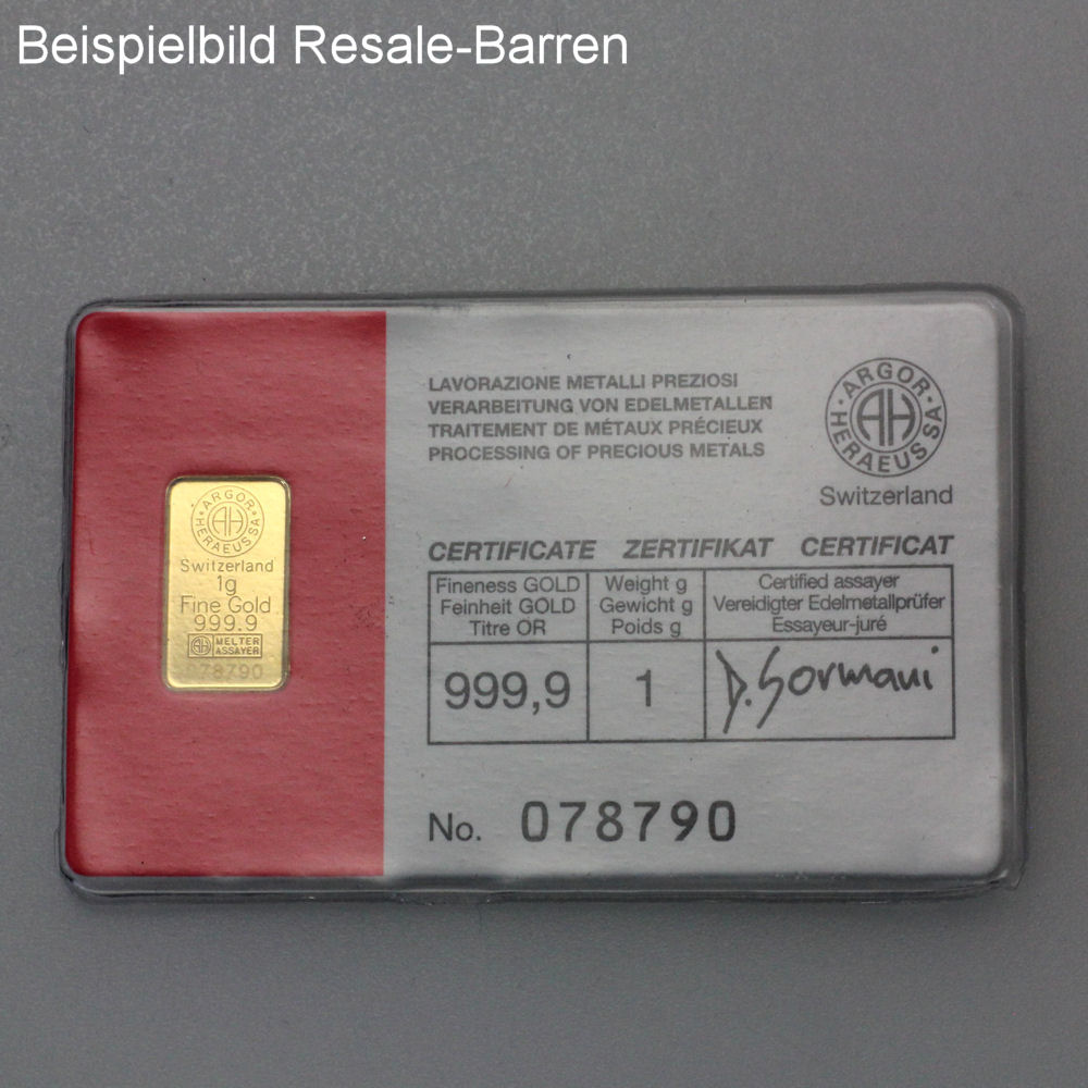 Goldbarren 1g "Resale" (div. Hersteller) - Detailansicht 8