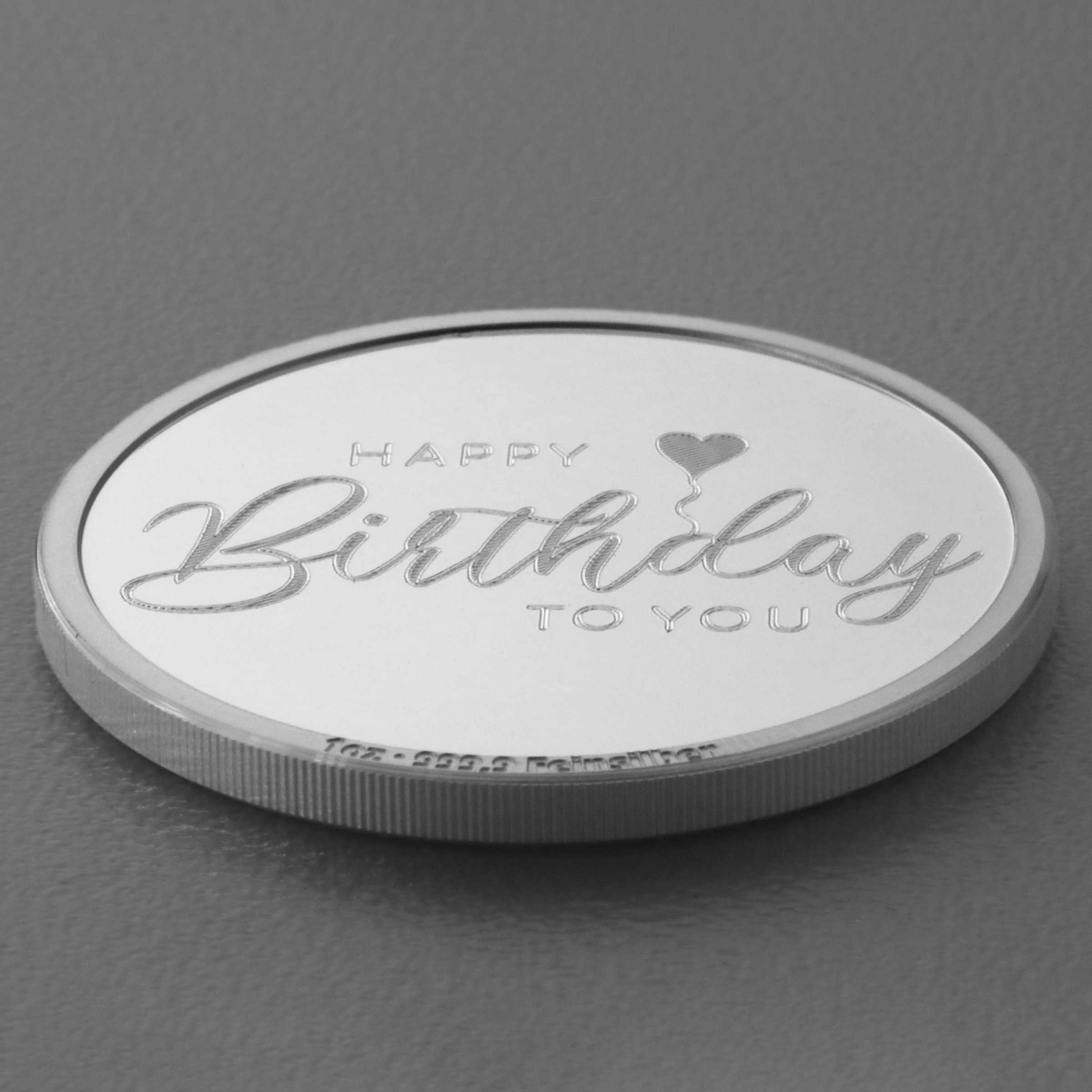 Silbermedaille 1oz "Happy Birthday" Gravurmedaille - Detailansicht 2