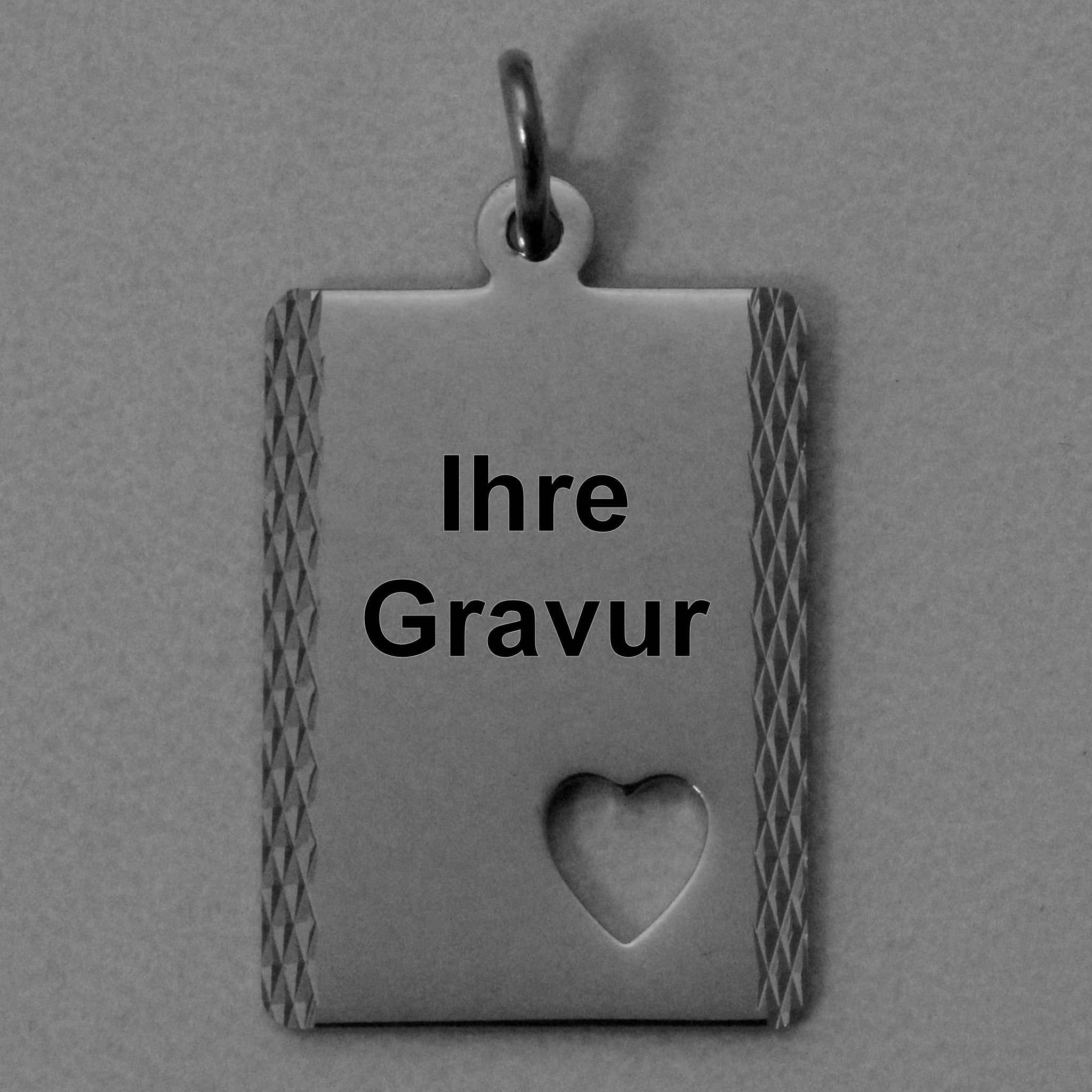 Silberanhänger 925er "Platte/Herz" gravierbar (Sterling) - Detailansicht 1