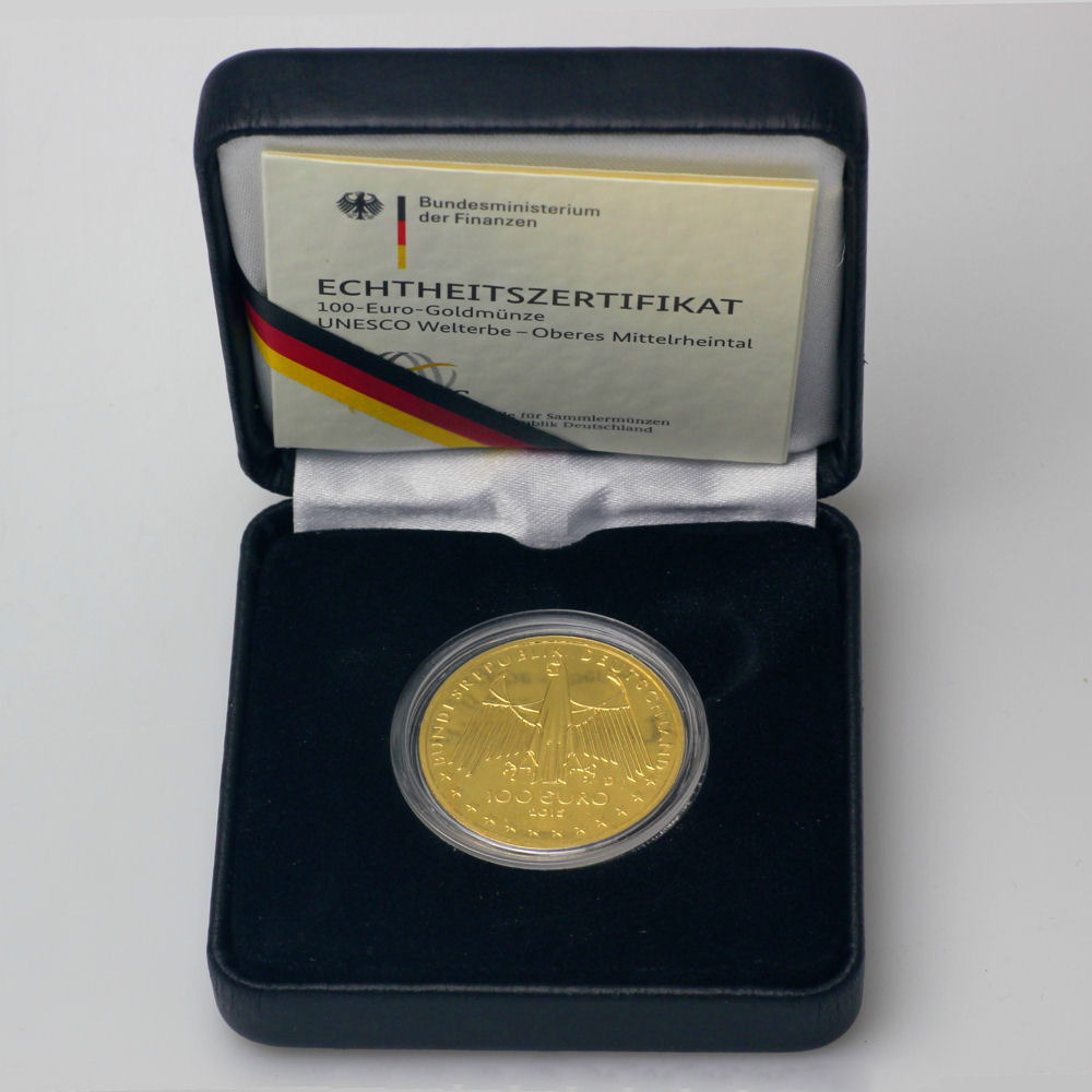 Goldmünze 100 Euro "Oberes Mittelrheintal" 2015 Unesco-Weltkulturerbe (Deutschland) - Detailansicht 2