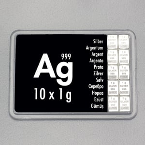Silbertafel (10x 1g Feinsilber) "CombiBar" - Hauptansicht