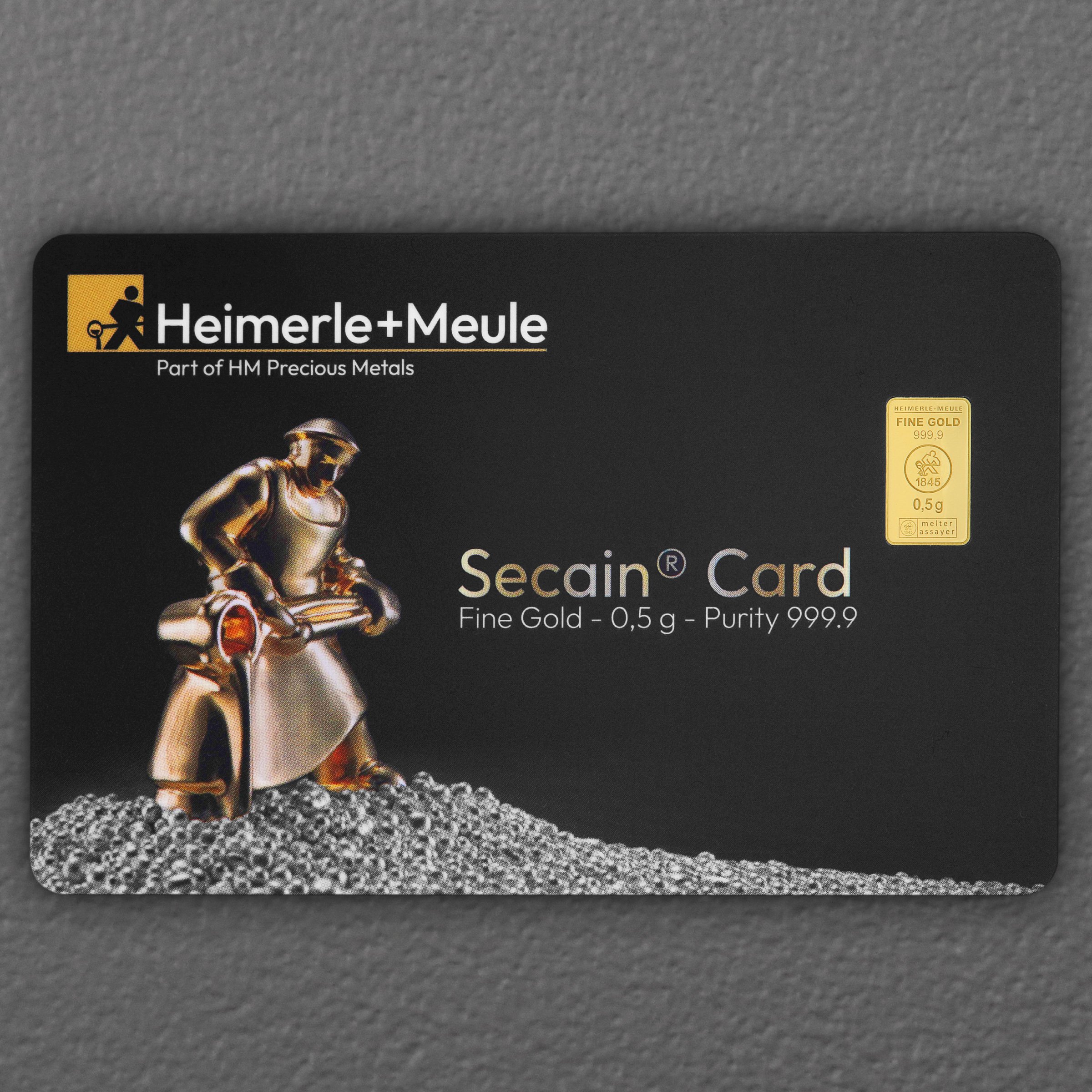 Goldbarren 0,5g HEIMERLE + MEULE "Secain Card" geprägt - Hauptansicht