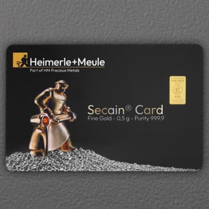 Goldbarren 0,5g HEIMERLE + MEULE "Secain Card" geprägt - Hauptansicht