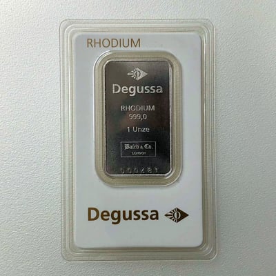 Rhodiumbarren 1oz DEGUSSA (999 Rh), geprägt - Miniaturansicht 1