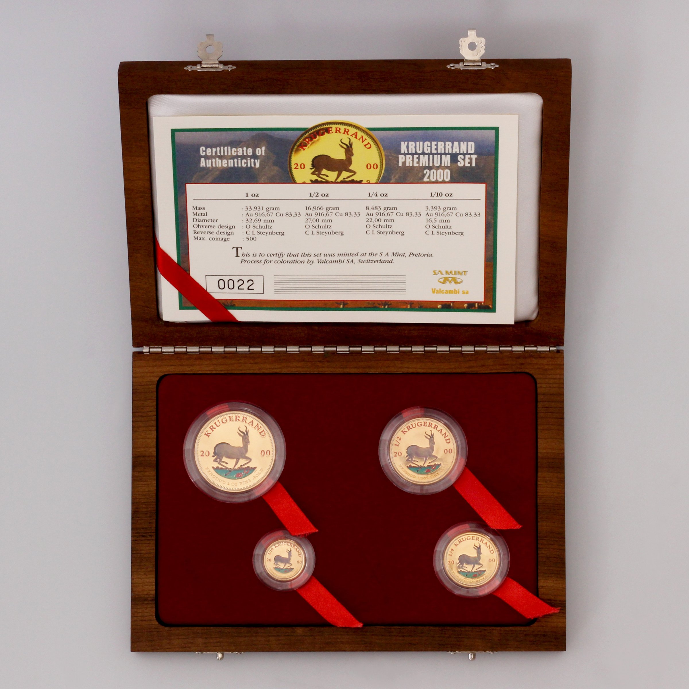 Goldmünzen 4 x "Krügerrand" 2000 (koloriert) (PP) Premium Set – 4-teilig (Südafrika) - Detailansicht 1