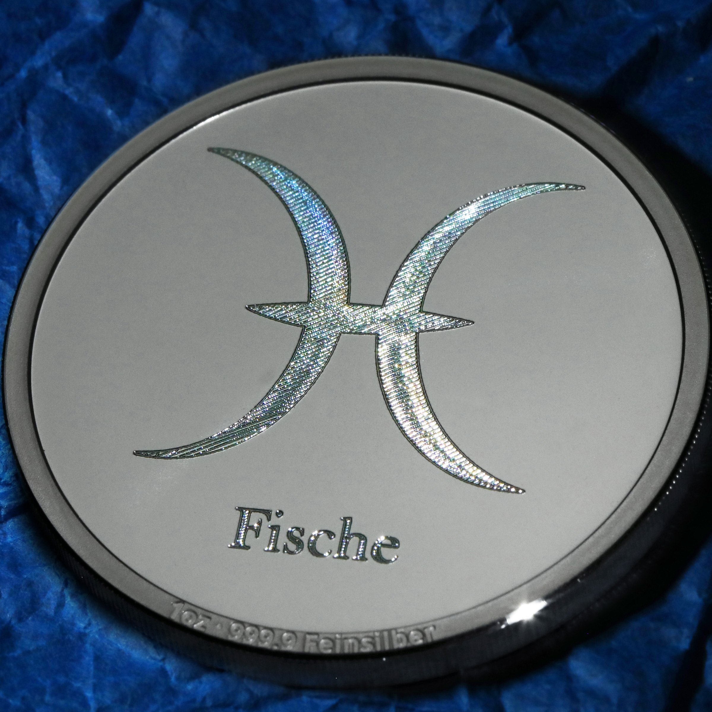 Silbermedaille 1oz "Sternzeichen Fische" Gravurmedaille - Detailansicht 5