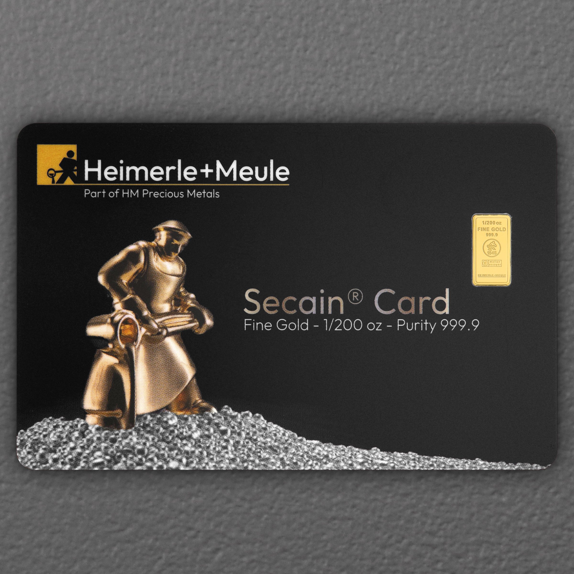 Goldbarren 1/200oz HEIMERLE + MEULE "Secain Card" geprägt - Hauptansicht
