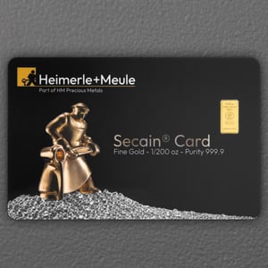 Goldbarren 1/200oz HEIMERLE + MEULE "Secain Card" geprägt - Hauptansicht