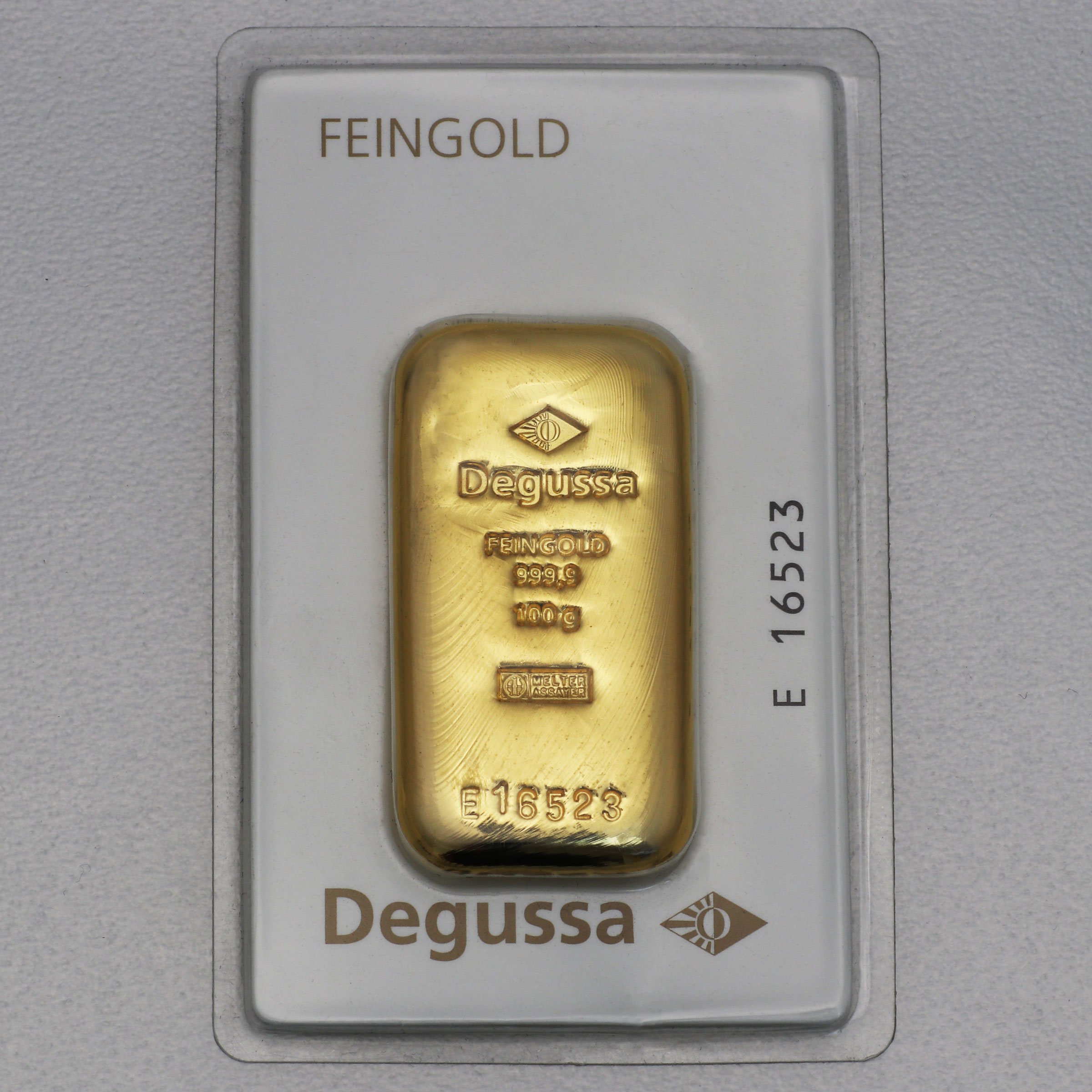Goldbarren 100g DEGUSSA, im Blister - Detailansicht 3