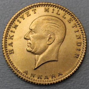 Goldmünze 50 Piaster "Atatürk/Inonu" (Türkei) - Hauptansicht