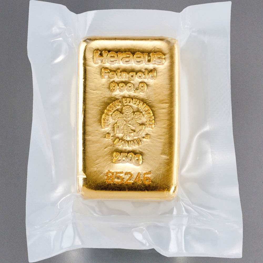 Goldbarren 250g HERAEUS gegossen - Detailansicht 1
