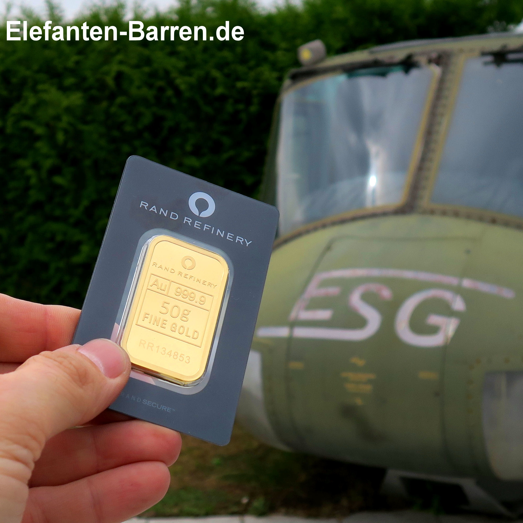 Goldbarren 50g Rand Refinery "Elefanten-Motiv" - Detailansicht 5