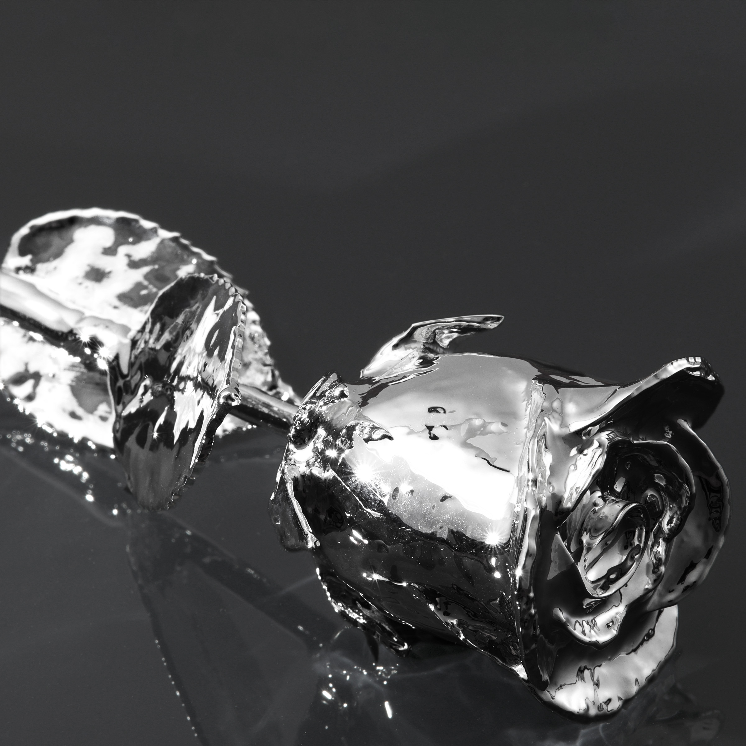 Designobjekt "Silberrose" (versilberte Rose) - Detailansicht 5