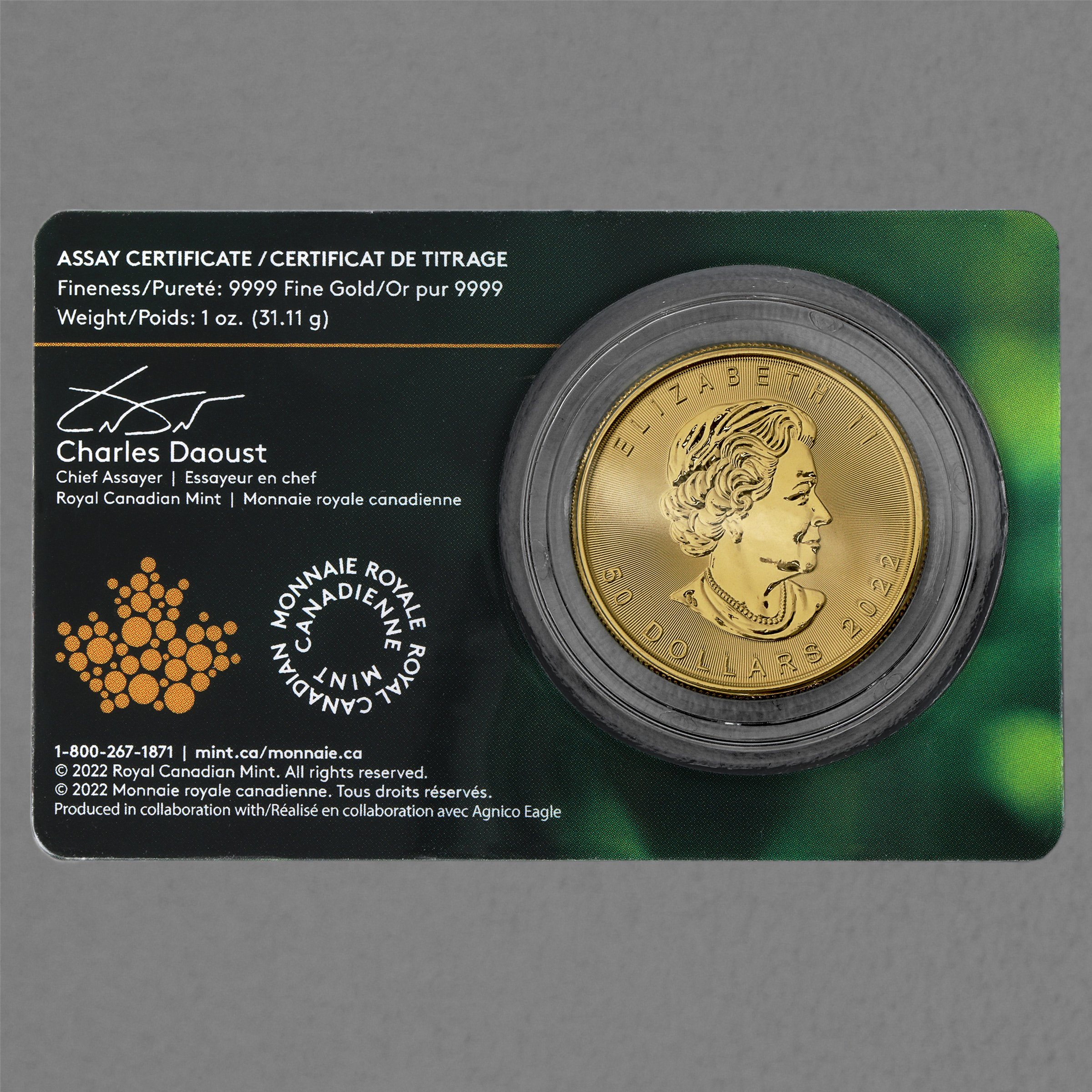 Goldmünze 1oz "Maple Leaf" 2022 Gold from a single mine – Meliadine (Kanada) - Detailansicht 3