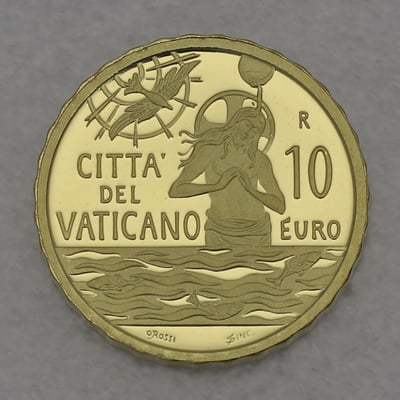 Goldmünze "10 Euro - 2021" Die Taufe (Vatikanstadt) - Miniaturansicht 1