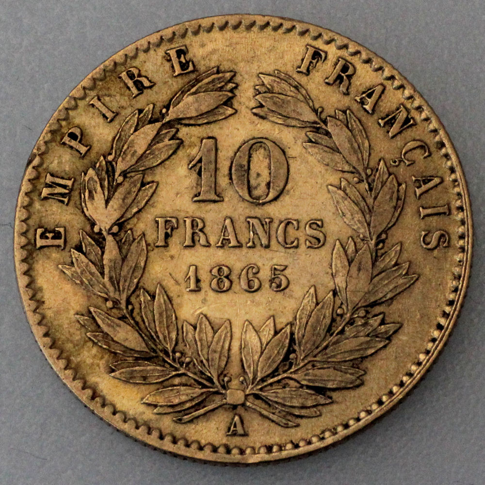Goldmünze 10 Francs "Napoleon III." (Frankreich) - Detailansicht 3