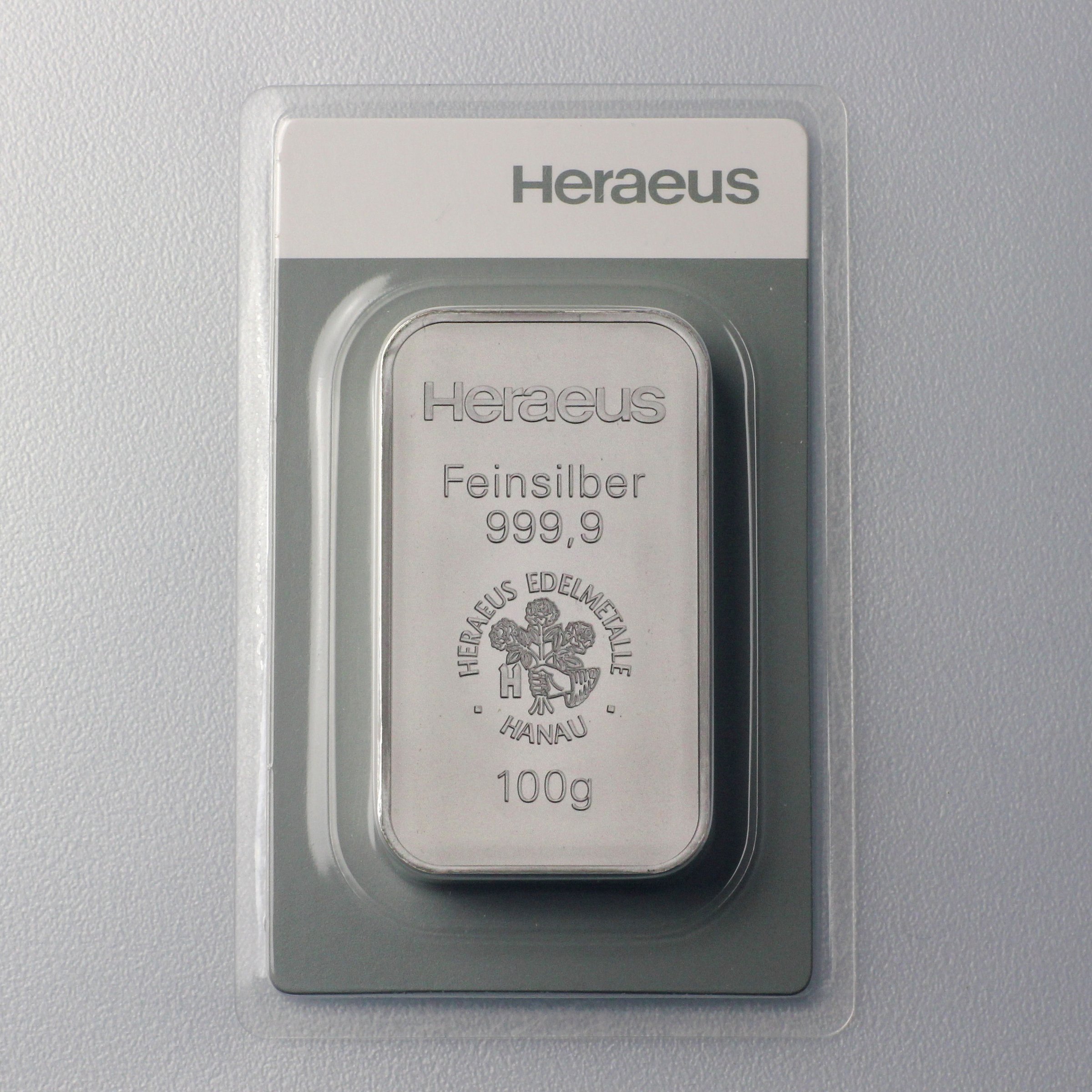 Silberbarren 100g HERAEUS, geprägt - Hauptansicht