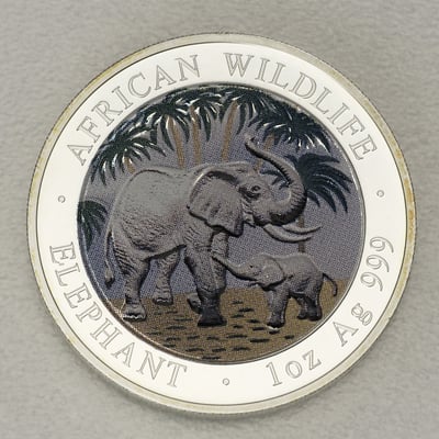 Silbermünze 1oz "Elefant" 2007 (koloriert) African Wildlife (Somalia) - Miniaturansicht 1