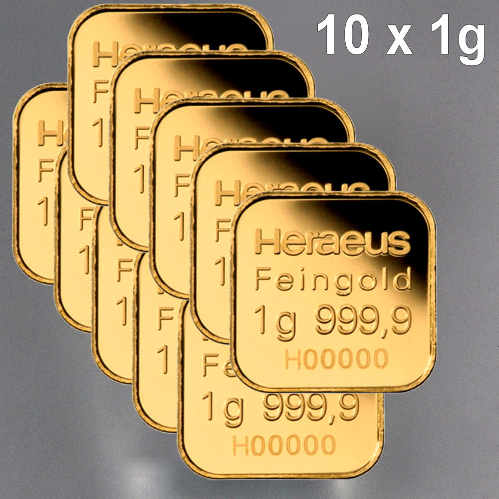 Goldbarren "MultiCard" (10x 1g Gold) HERAEUS - Detailansicht 2