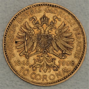 Goldmünze 10 Kronen "Franz Joseph" 1908 (Österreich) - Miniaturansicht 2