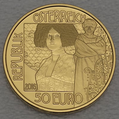 Goldmünze 50 Euro "Der Kuss" 2016 (PP) Klimt und seine Frauen (Österreich) - Miniaturansicht 1
