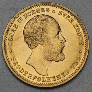Goldmünze 20 Kroner "Oscar II." (Norwegen) - Hauptansicht
