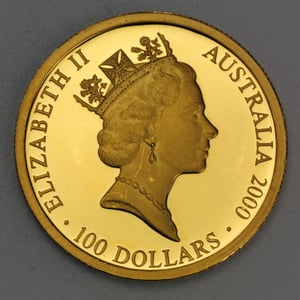 Goldmünze 100 Dollar "Games Logo" 2000 (kol.) Sydney Olympics (Australien) - Miniaturansicht 2