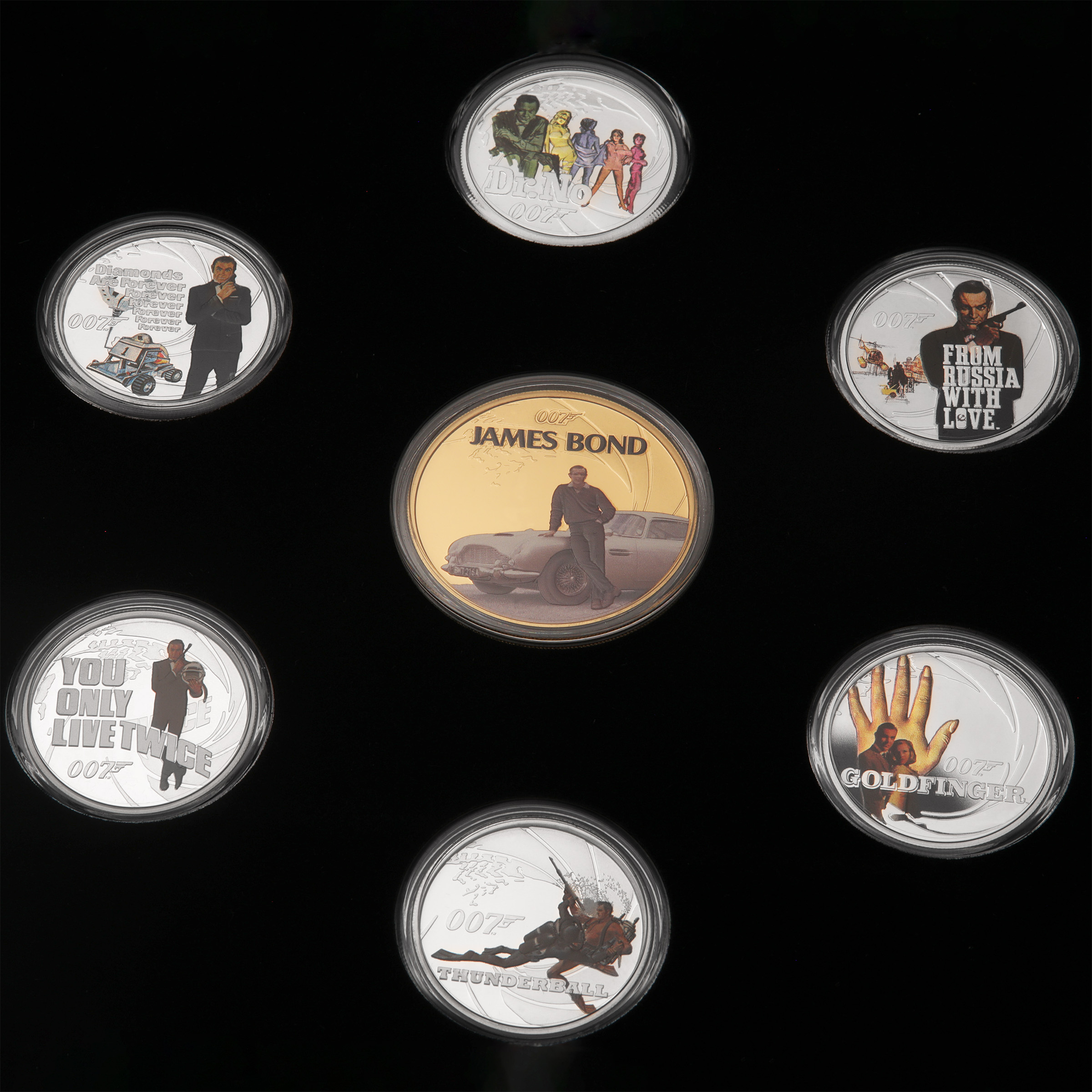 Silbermünzen 1oz + 6 x 1/2oz "Sean Connery" 2024 (PP/kol./verg.) Set – 7-teilig James Bond (Tuvalu) - Hauptansicht