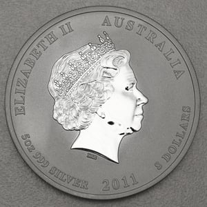 Silbermünze 5oz "Hase" 2011 Lunar II – Year of the Rabbit diff. (Australien) - Miniaturansicht 2