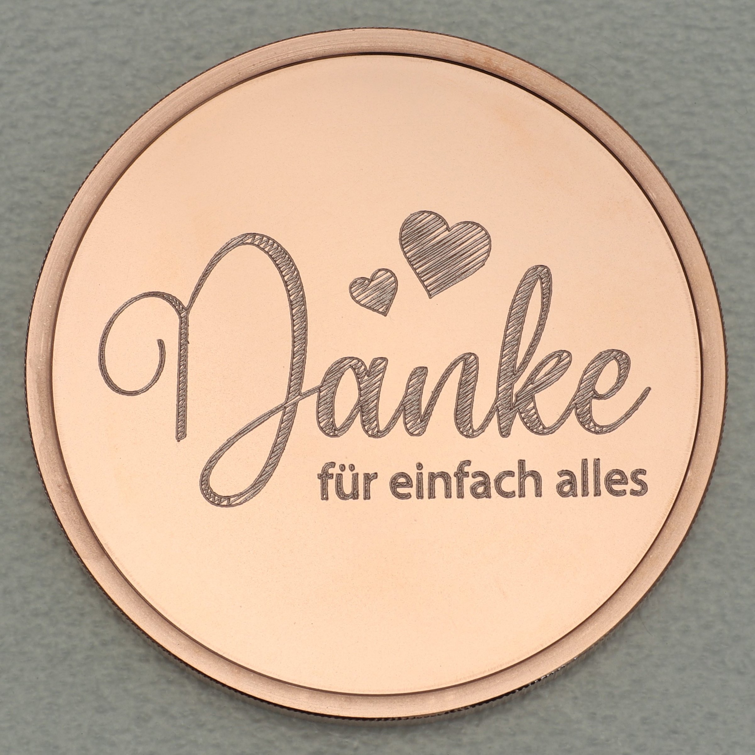 Kupfermedaille "Danke - für einfach alles" Gravurmedaille - Hauptansicht