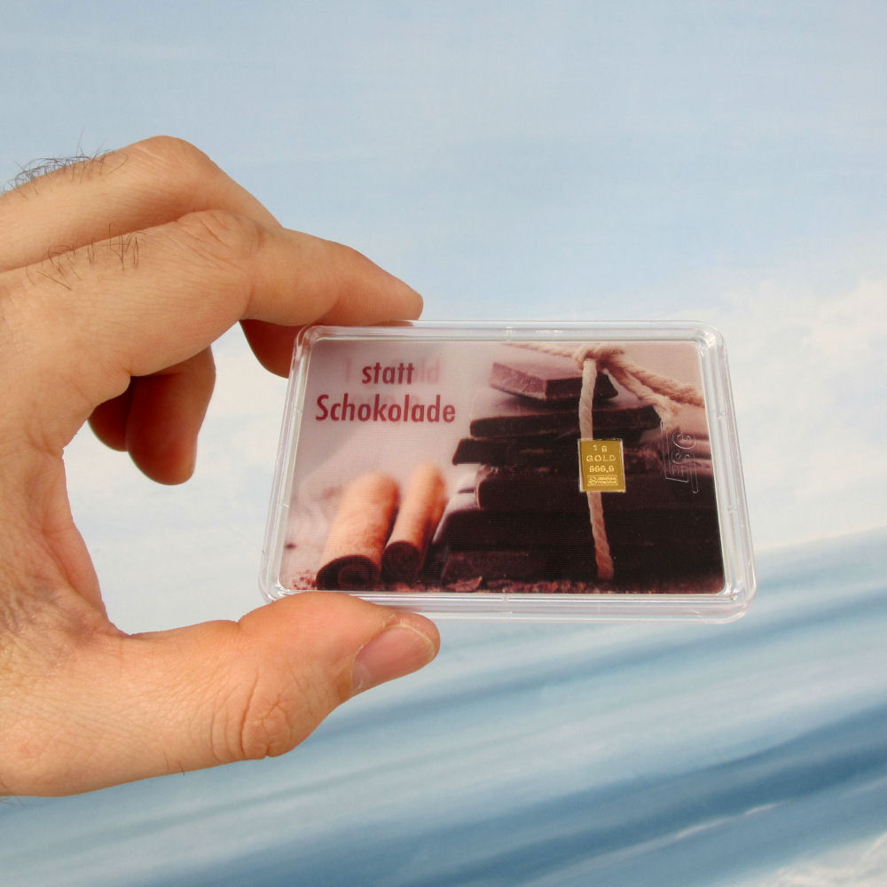 Goldbarren 1g "Gold statt Schokolade" (Flip) - Detailansicht 2