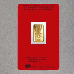 Goldbarren 5g "Pferd 2014" Lunar PAMP - Miniaturansicht 2