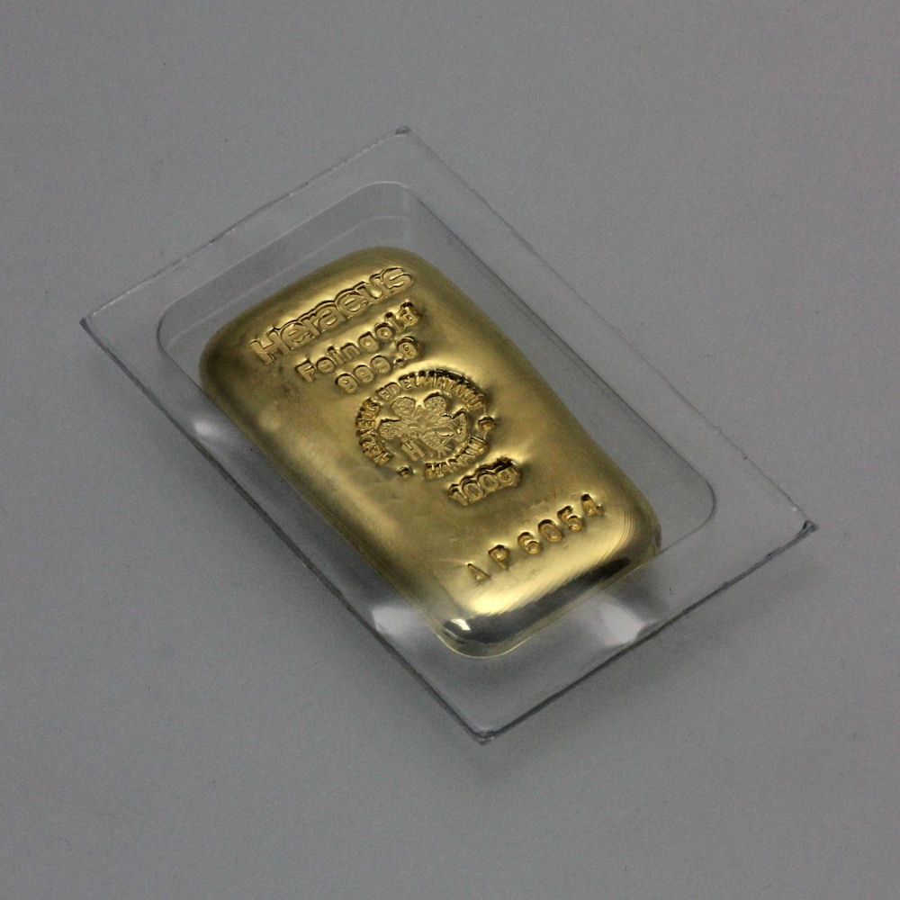 Goldbarren 100g HERAEUS gegossen - Detailansicht 3